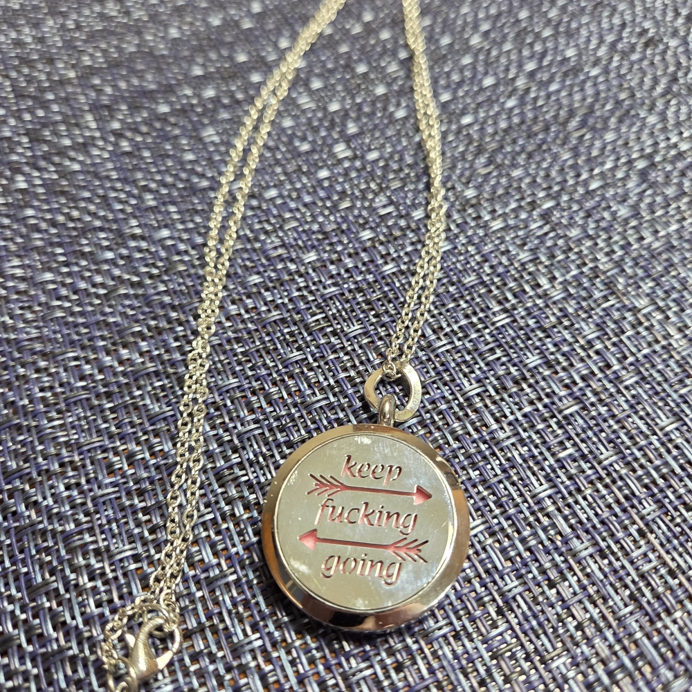Silver Diffuser Pendant Necklace With Motivationa… - image 3